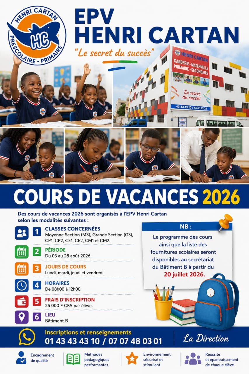 Cours de vacances 2026 - EPV Henri Cartan